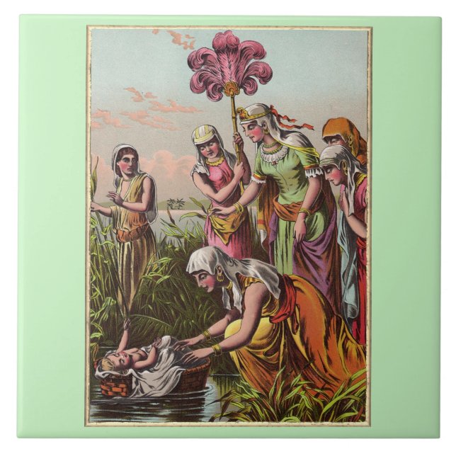 Baby Moses In A Basket Ceramic Tile (Front)
