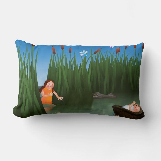 Baby Moses Passover Cartoon Lumbar Pillow (Front)