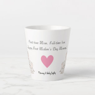 Baby & Mother Elephant First Mother’s Day - Latte Mug