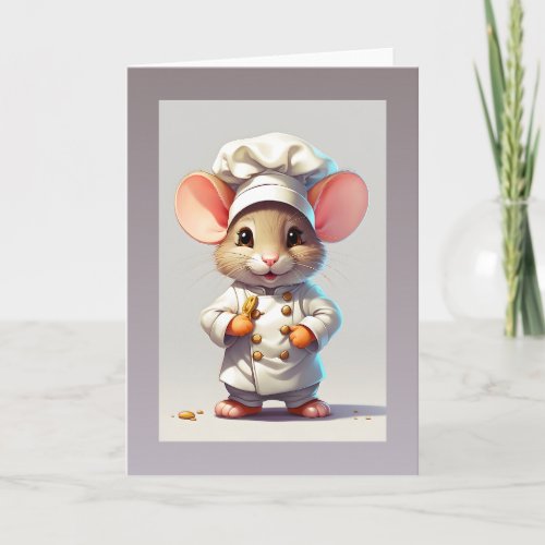 Baby Mouse Chef Illustration Blank Greeting  Card