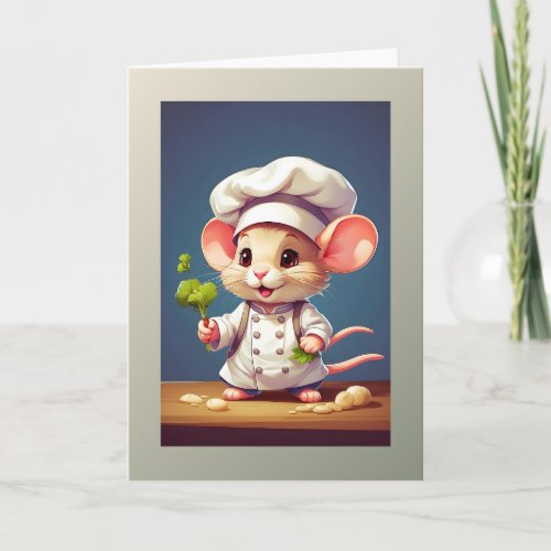 Baby Mouse Chef Illustration Blank Greeting  Card