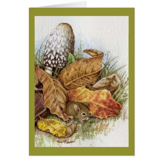 Baby Mouse in the Leaves Cards (Front)