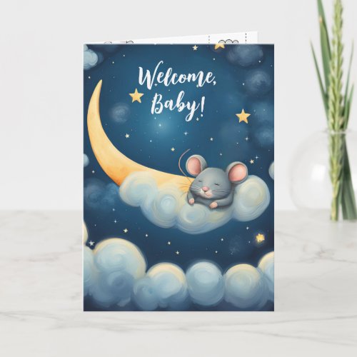 Baby Mouse Sleeping in a Cloud Card