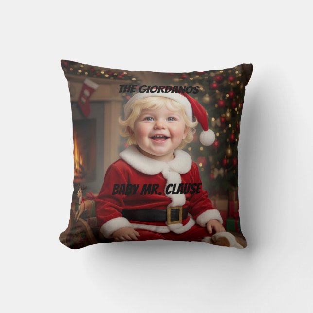 Baby Mr. and Mrs. Clause  Throw Pillow (Front)