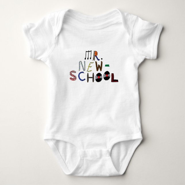 Baby Mr. New-School Font Jersey Bodysuit (Front)