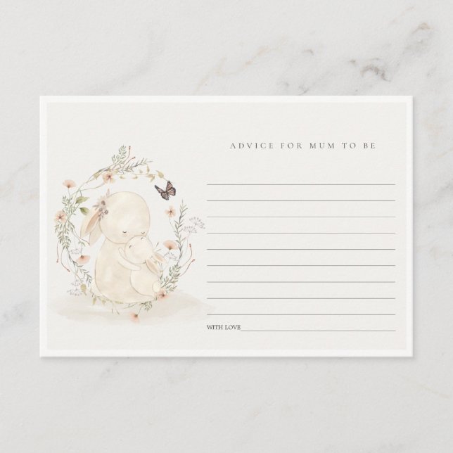  Baby Mum Bunny Floral Advice For Mum Baby Shower Enclosure Card (Front)