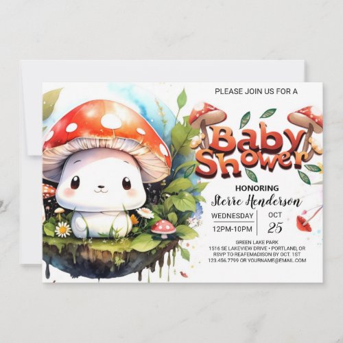Baby Mushrooms Enchanted Odyssey Baby Shower Invitation