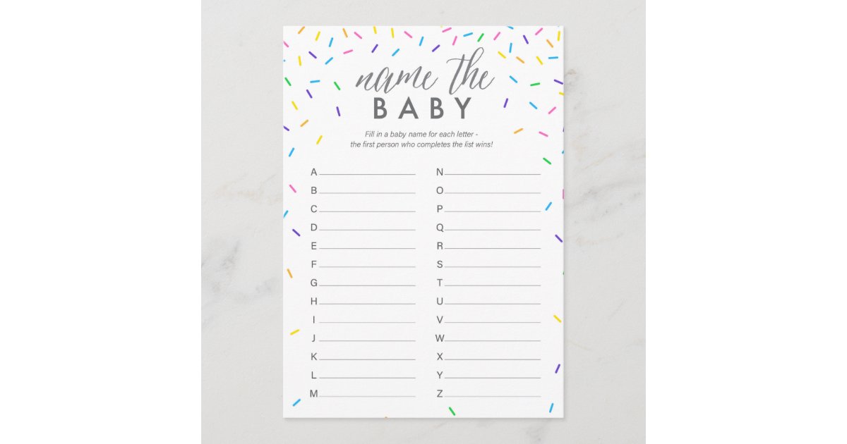 Baby Name ABC Game, Baby Name Race Card | Zazzle
