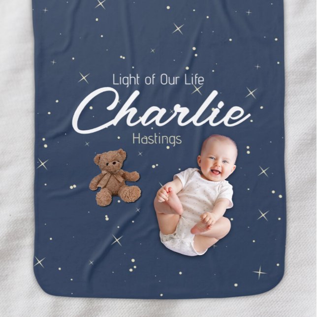 Baby Name Announcement Custom Blanket with Stars (Ultra Soft Baby Blanket - Pregnancy Baby Shower Gift)