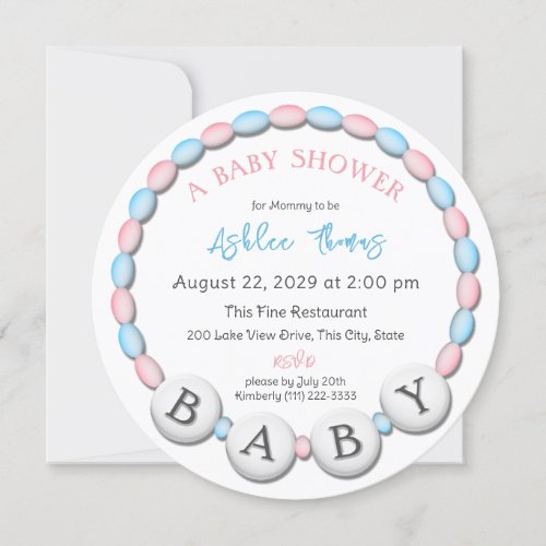 Baby Name Beads Baby Shower Invitation