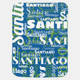 Baby Name Blue Green Typography Sport Team Baby Blanket