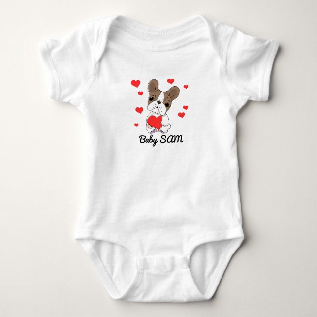 Baby name Dog Heart Baby Bodysuit (Front)