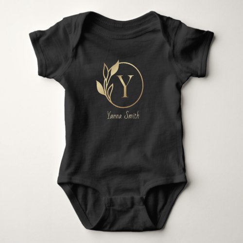 Baby Name Floral AlphabetY Initial Baby Bodysuit