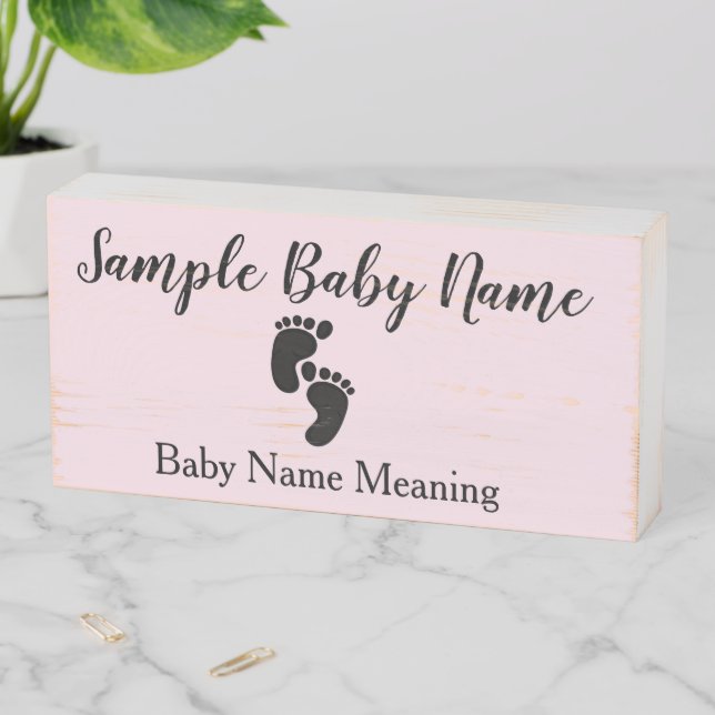 Baby Name Footprints Wooden Box Sign (In Situ Horizontal)