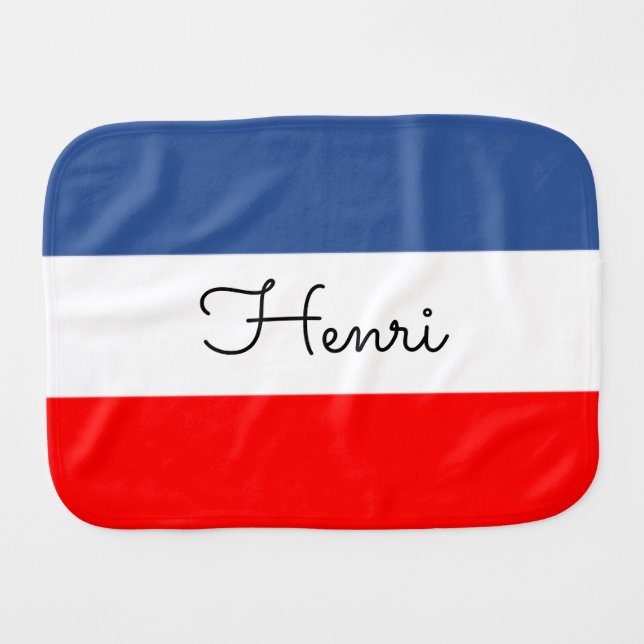 Baby Name French flag Burp Cloth (Front Horizontal)
