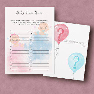 Baby Name Gender Reveal Party Game Card