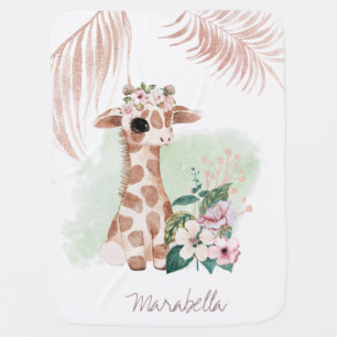 *~* Baby Name Giraffe Rose Gold Girl Jungle Sweet Blanket