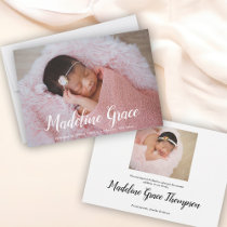 Baby Name Handlettered Script Photo Birth Announcement