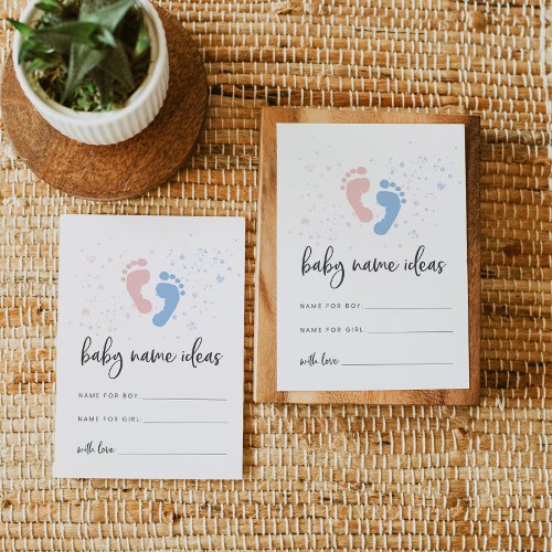 Baby Name Ideas Card For Baby Shower Gender Reveal