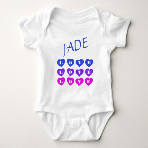 Baby Name Love One piece Customize Pink hearts  Baby Bodysuit