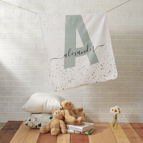 Baby Name Monogram Minimal Simple Nursery  Baby Blanket