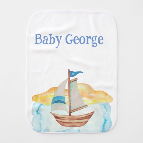 baby name nautical theme marine theme  baby burp cloth