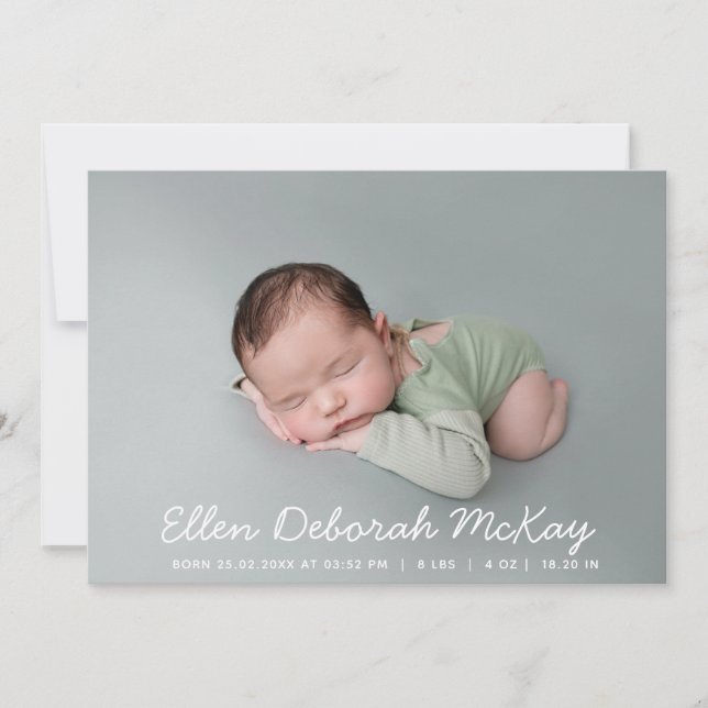 Baby Name Overlay Photo Collage Newborn Cute Birth Announcement (Front)