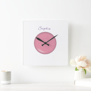 Baby Name personalized, Nursery, kids, Square Wall Clock