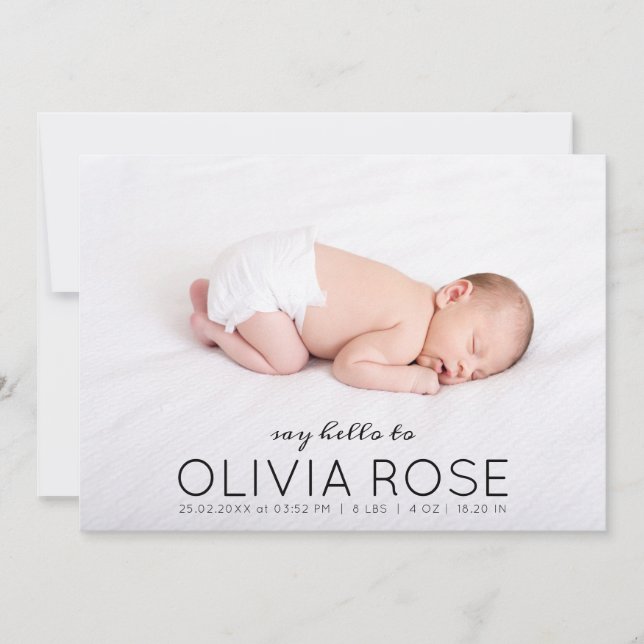 Baby Name Photo Overlay Pastel Terrazzo Birth Announcement (Front)