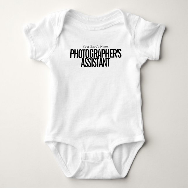 Baby Name Photographer's Assistant Stylish Minimal Baby Bodysuit (Front)