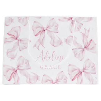 Baby Name Pink Bow Gift Bag