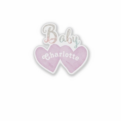 Baby Name Purple Hearts Sticker