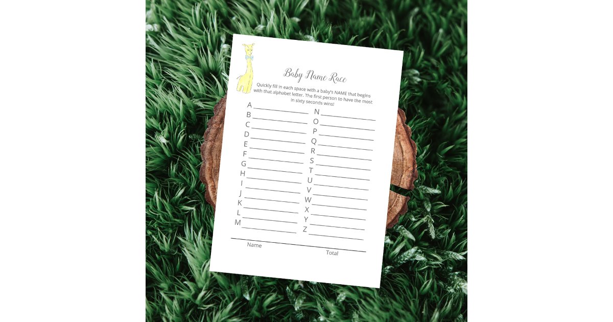 Baby Name Race Baby Sprinkle Game Card | Zazzle