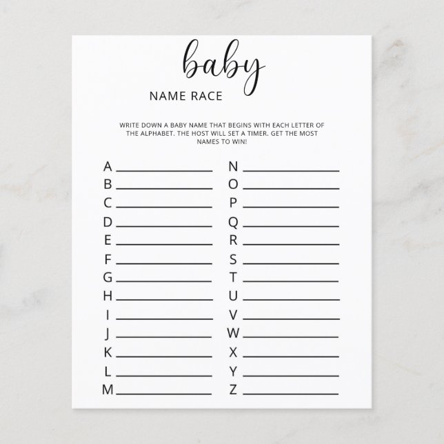 Baby name race game (Front)