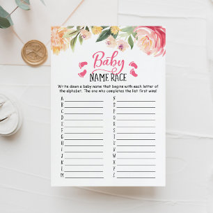 Baby Name Race Game Baby Shower Party Card