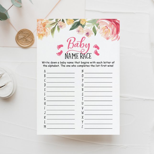 Baby Name Race Game Baby Shower Party Card (Creator Uploaded)