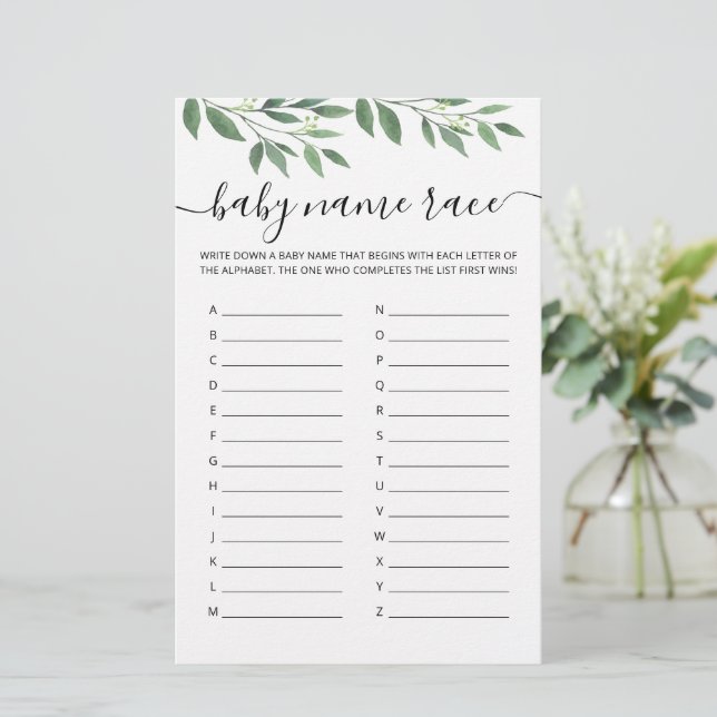 Baby Name Race Game Baby Shower Party game (Standing Front)