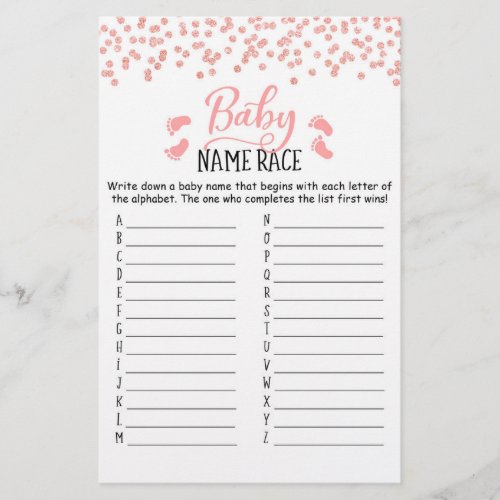 Baby Name Race Game Baby Shower Party game