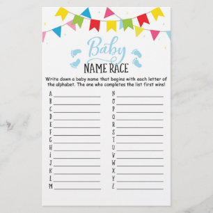 Baby Name Race Game Baby Shower Party game