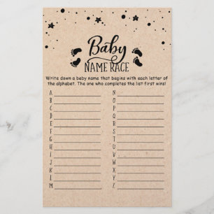 Baby Name Race Game Baby Shower Party game