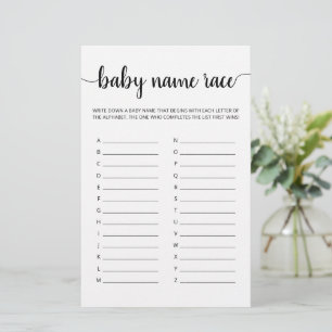 Baby Name Race Game Baby Shower Party game