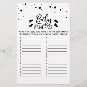 Baby Name Race Game Baby Shower Party game