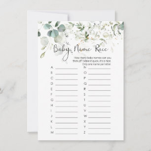Baby Name Race Game, Eucalyptus Baby Shower Game I Invitation