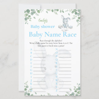 Baby Name Race Little Bunny Boy Baby Shower Game
