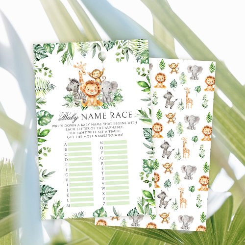 Baby name race Safari Animal baby boy shower games