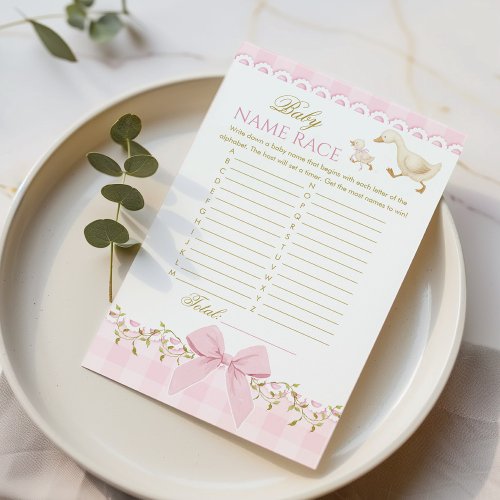 Baby Name Race Silly Goose Pink Baby Shower game