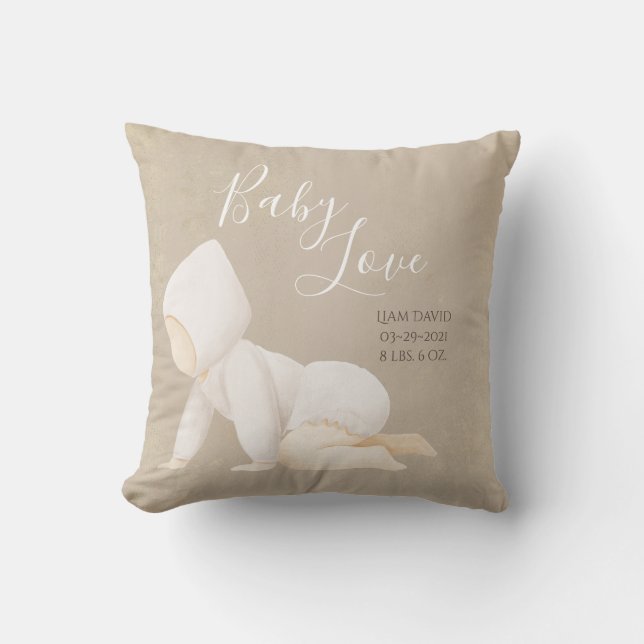 Baby Name Script Baby Love Keepsake  Throw Pillow (Front)