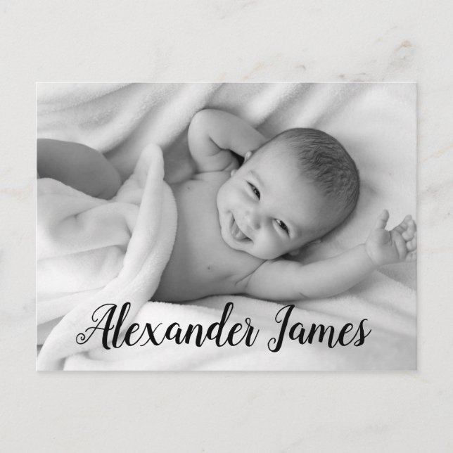 Baby Name Script Birth Announcement Photo Postcard (Front)