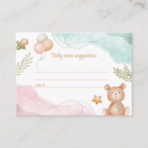 Baby Name Suggestion Card