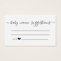 Baby Name Suggestions Card for Baby Shower